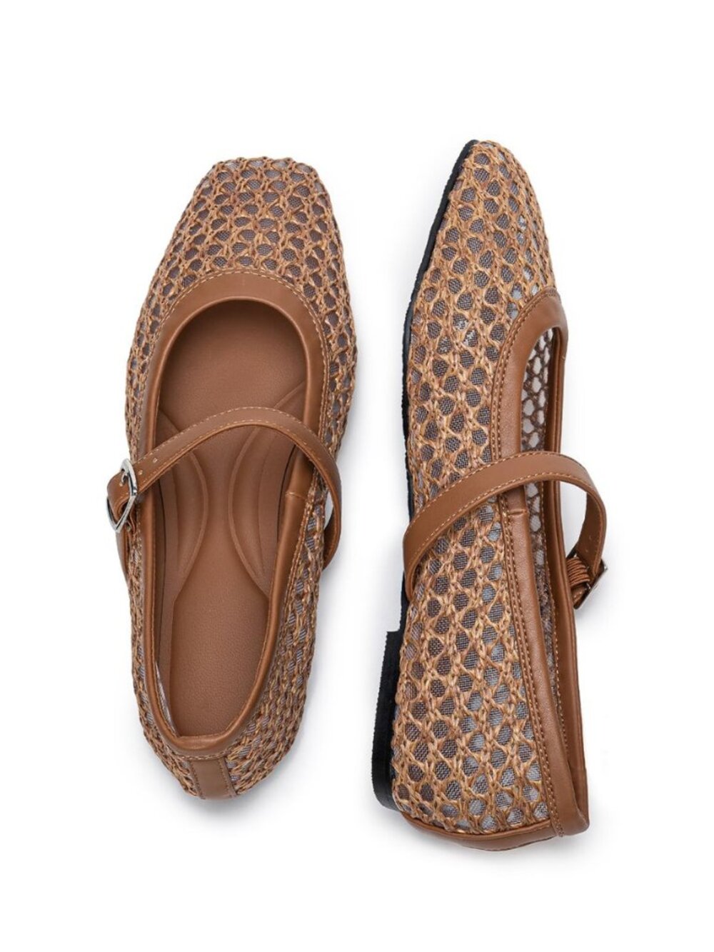 Women Woven Mary Jane Flats Comfortable Cute Casual Mesh Ballet